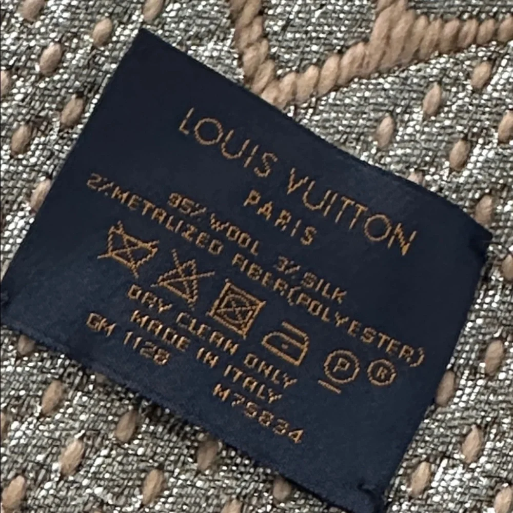 Authentic Louis Vuitton tan wool + Silk scarf